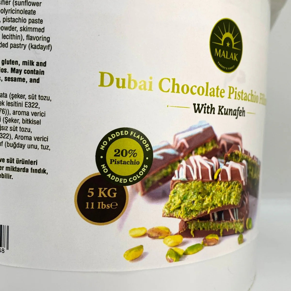 Malak Dubai Chocolate Pistachio Filling with Kunafeh, 20% Pistachio